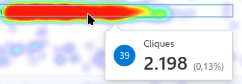 Clarity heatmap showing clicks concentrated on the identifier field